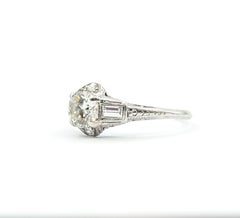 Art Deco Old European Cut Diamond Ring in Platinum