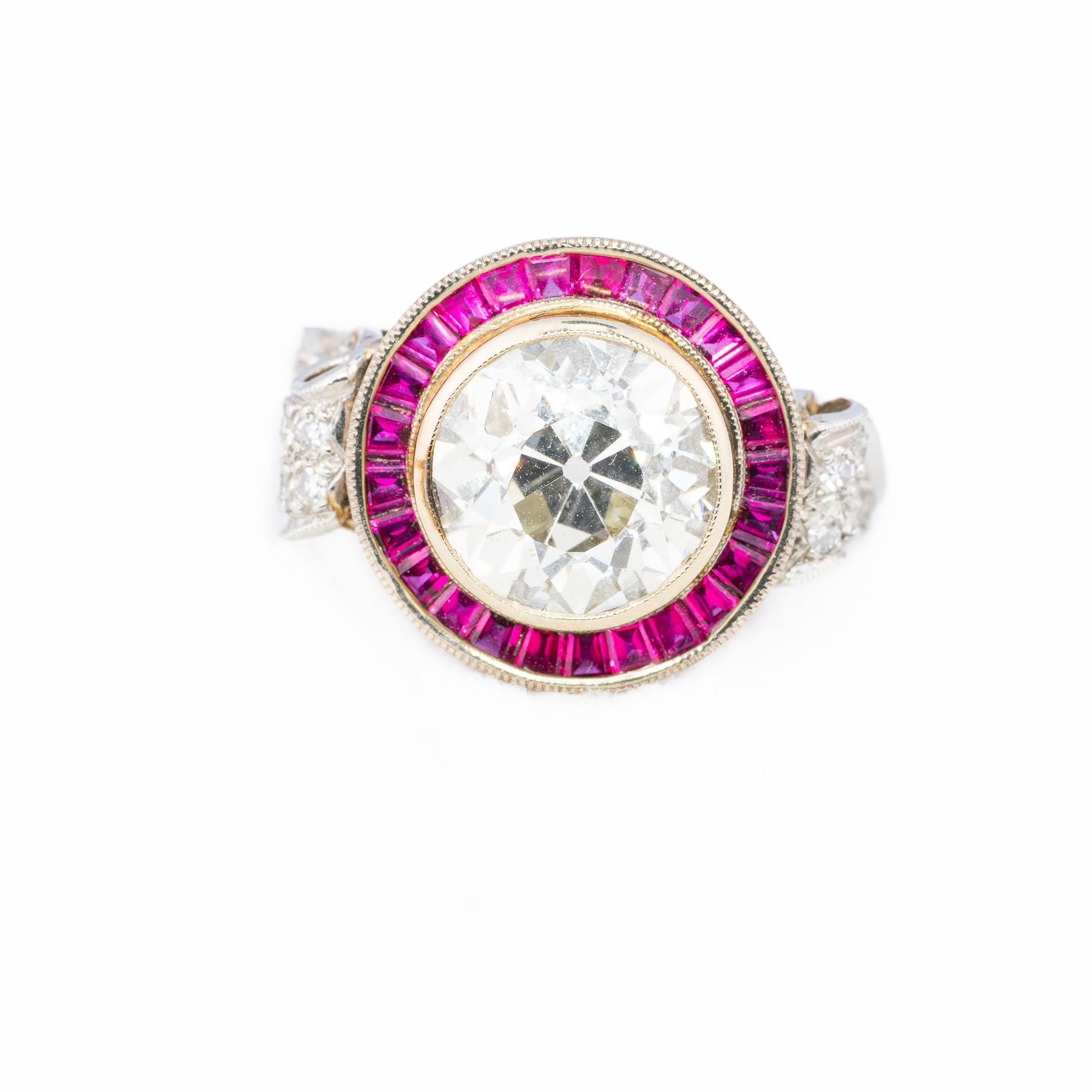 Art Deco Rose Cut Diamond Ruby Halo Engagement Ring

A striking blend of elegance and bold design, this vintage ring showcases a dazzling old Rose Cut diamond at its heart, radiating brilliance from within a meticulously set halo of deep red