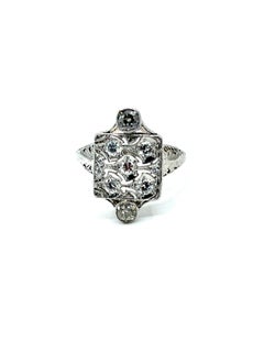 Art Deco Old European Cut Diamond White Gold Cocktail Ring