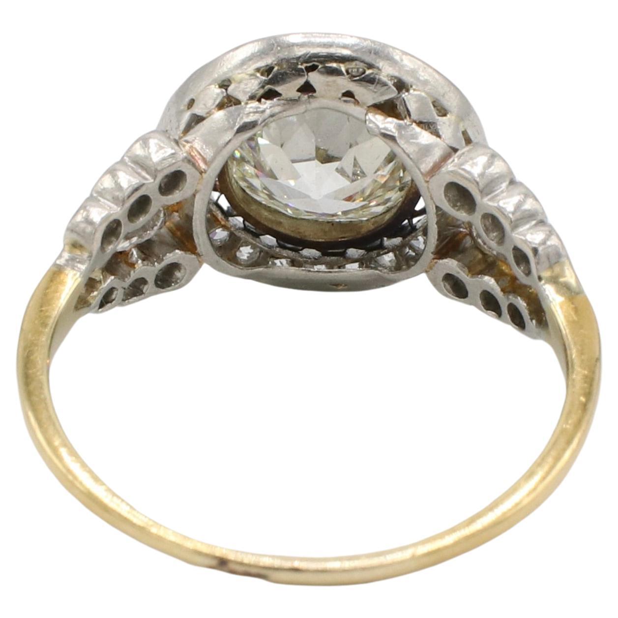 Women's Art Deco Old European Cut Natural Diamond Engagement Ring
