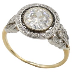 Art Deco Old European Cut Natural Diamond Engagement Ring