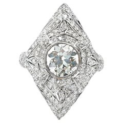 Art Deco Old European Cut Navette Diamond Ring