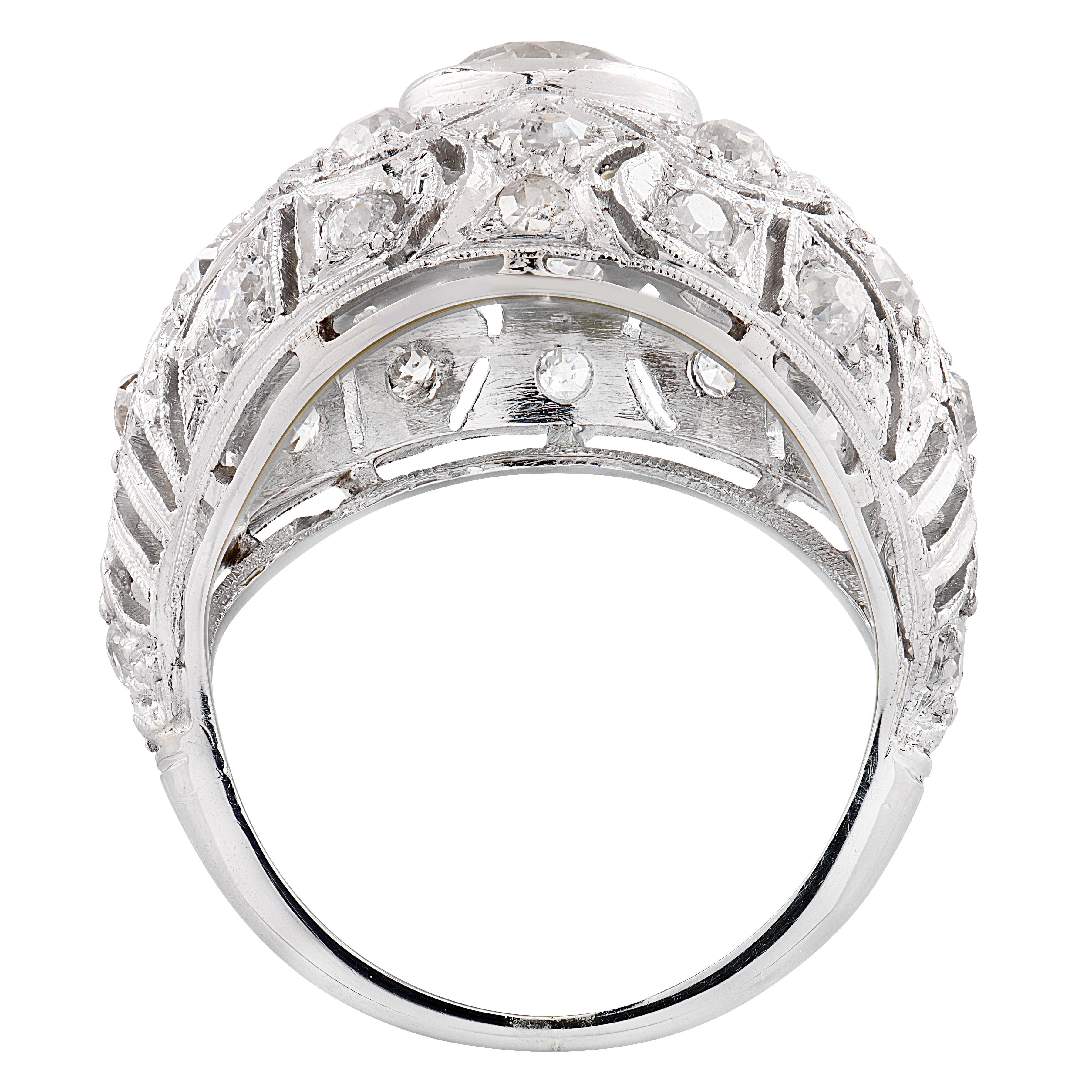 Taille vieille Europe Bague Art déco en diamant jaune de taille européenne en vente