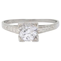 Art Deco Old European Diamond 18K Gold Vintage Orange Blossom Engagement Ring