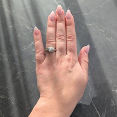 Art Deco Old European Diamond 18K White Gold Antique Heart Engagement Ring