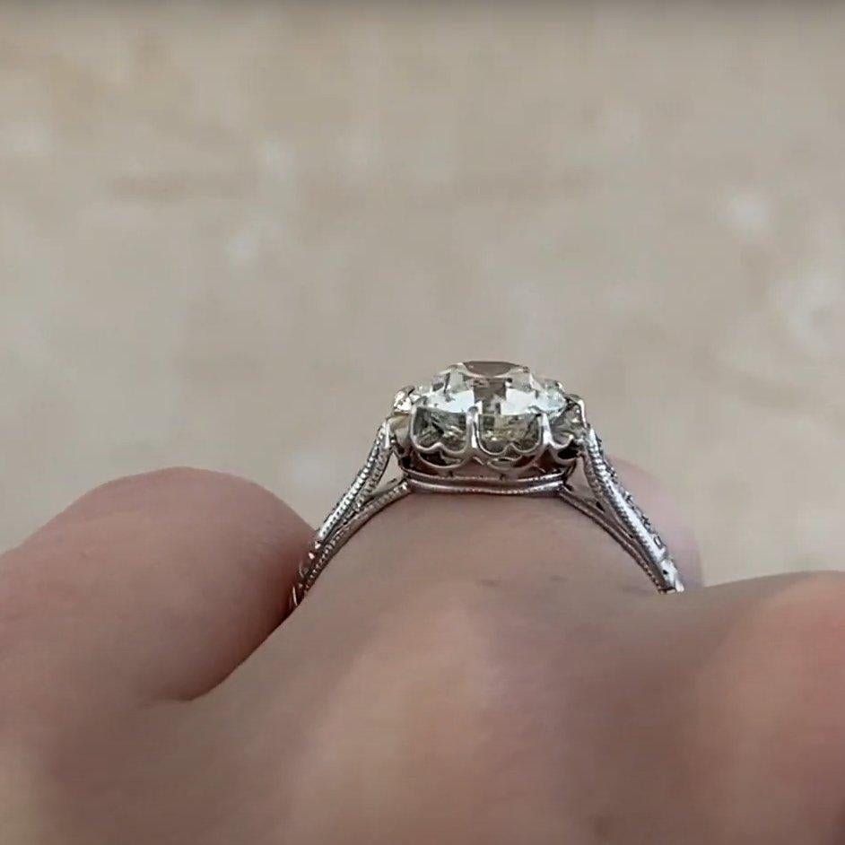 Bague de fiançailles Art déco diamant européen ancien (environ 1,50 carats), platine Pour femmes en vente