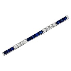 Art Deco Old European Diamond Blue Sapphire Platinum Antique Bar Pin Art Deco Old European Diamond Blue Sapphire Platinum Antique Bar Pin