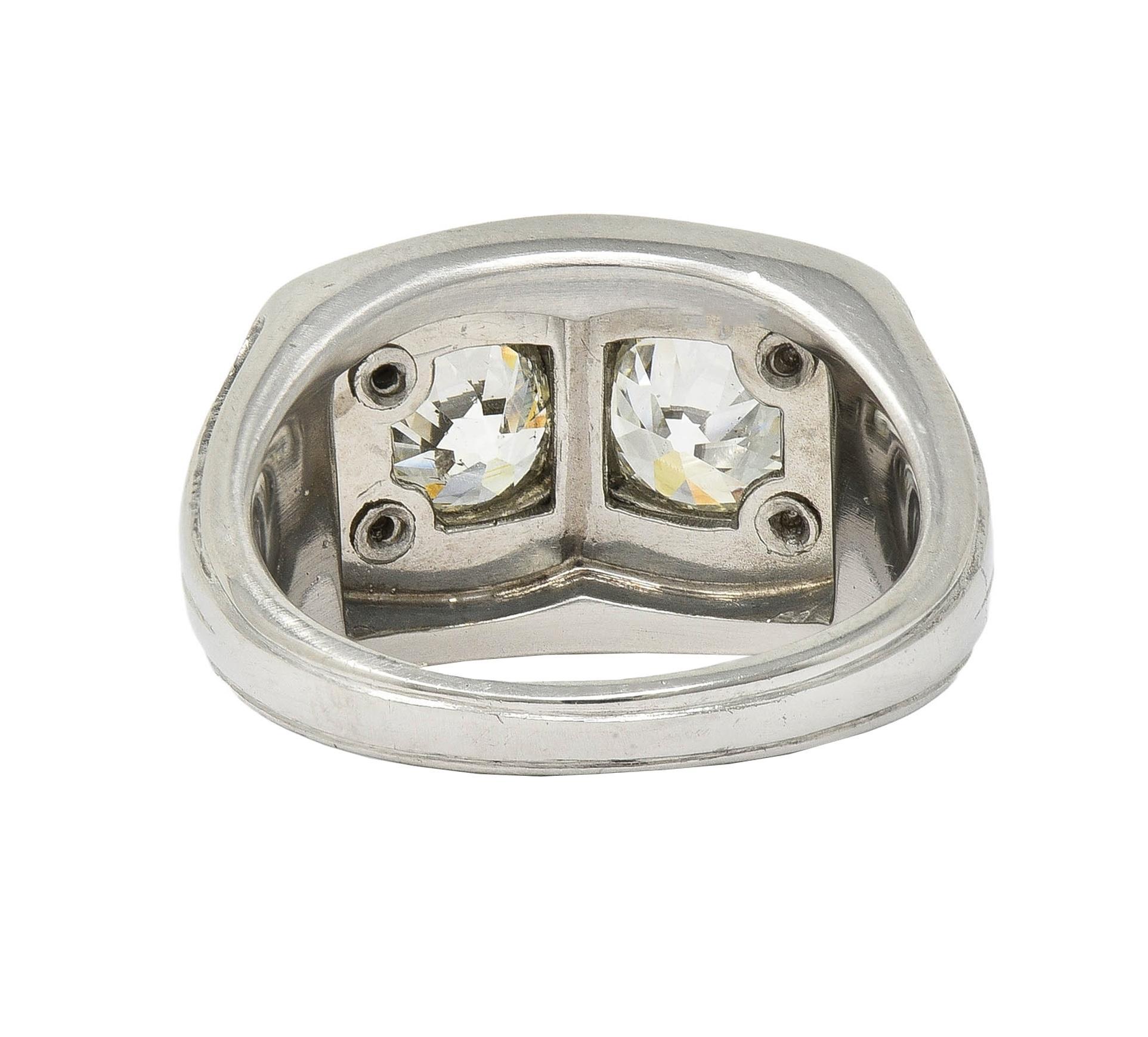 Toi-Et-Moi, bague vintage unisexe de style Art déco, vieille Europe, diamant, émail et platine Unisexe en vente