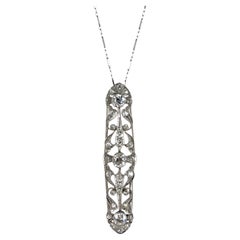 Art Deco Old European Diamond Platinum Antique Pendant Brooch 