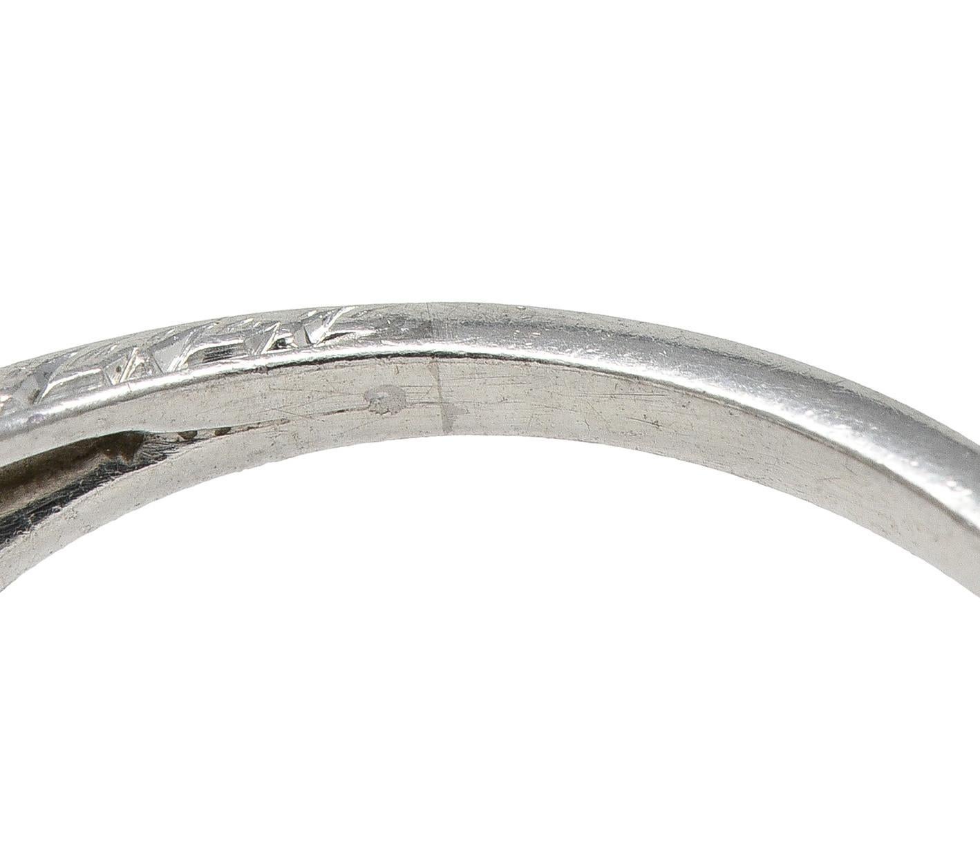 Anello di fidanzamento Art Deco Old European Diamond Platinum Antique Scroll Filigree in vendita 3