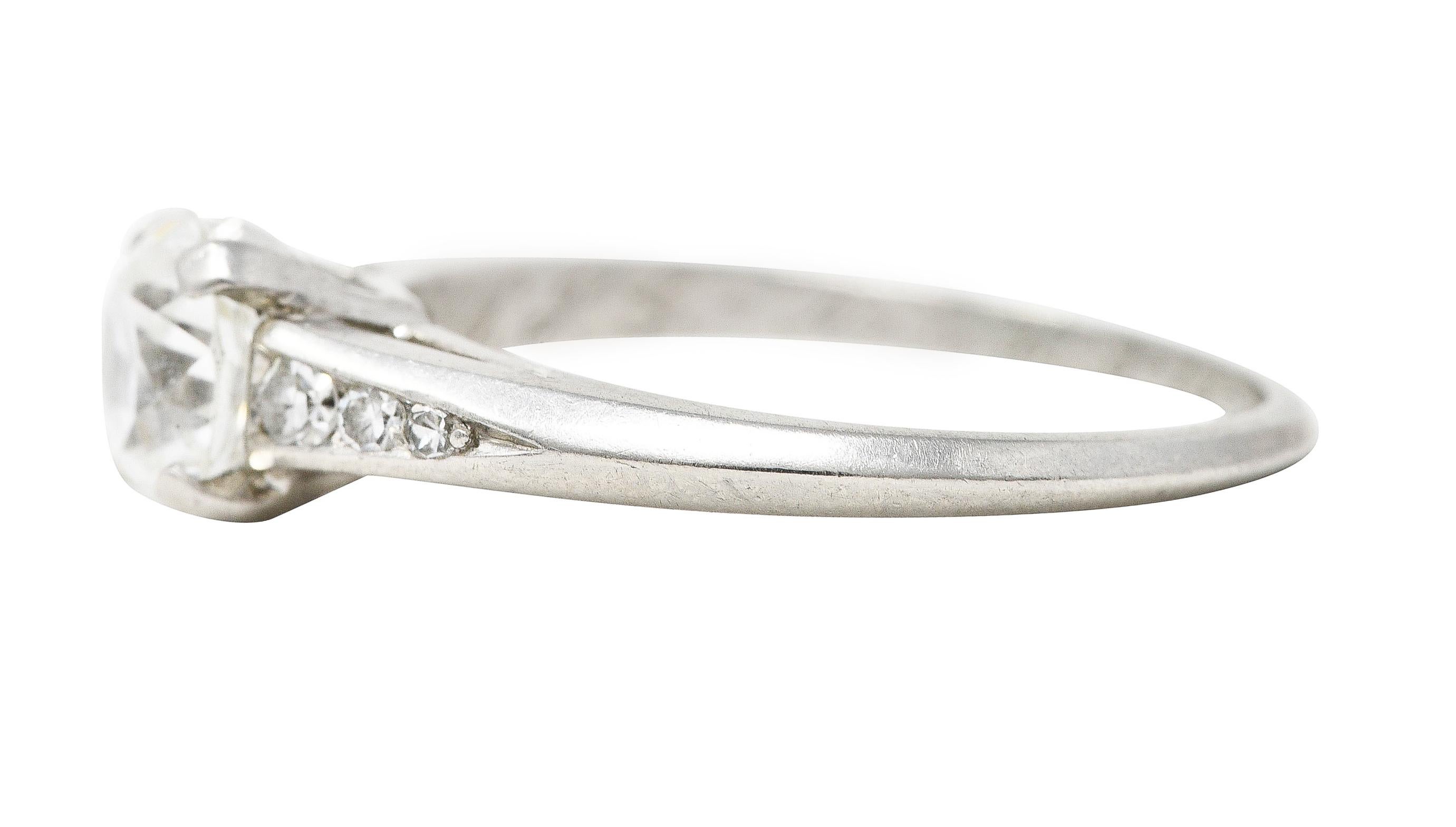 Women's or Men's Art Deco Old European Diamond Platinum Cathedral Engagement Ring GIA