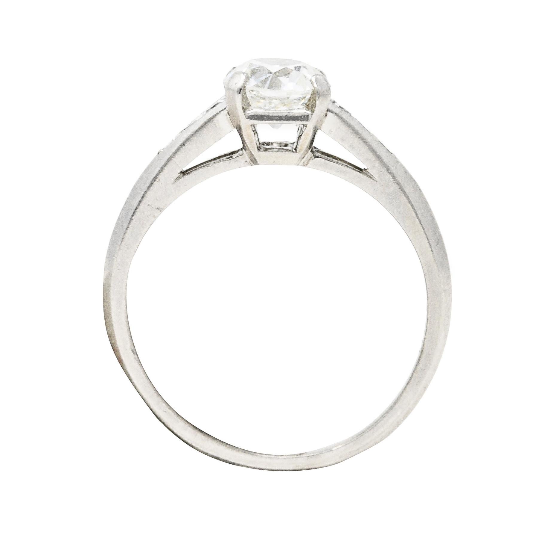 Art Deco Old European Diamond Platinum Cathedral Engagement Ring GIA 3