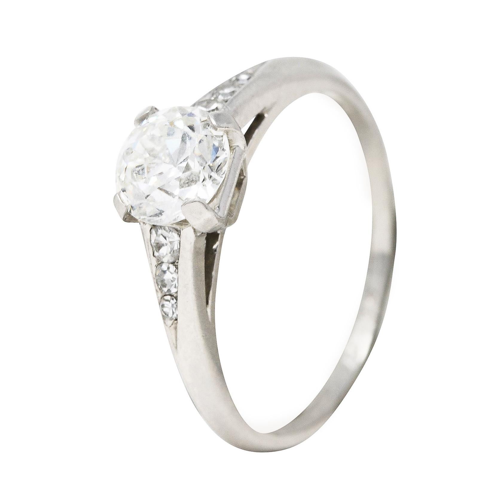 Art Deco Old European Diamond Platinum Cathedral Engagement Ring GIA 4