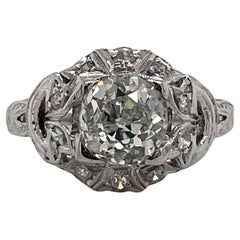 Art Deco Old European Diamond Platinum Engagement Ring Estate