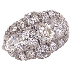 Art Deco Old European Diamond Platinum Estate Cocktail Ring