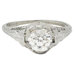 Art Deco Old European Diamond Platinum Orange Blossom Used Engagement Ring