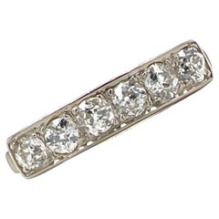 Art Deco Old European Diamond Platinum Wedding Band Ring Vintage