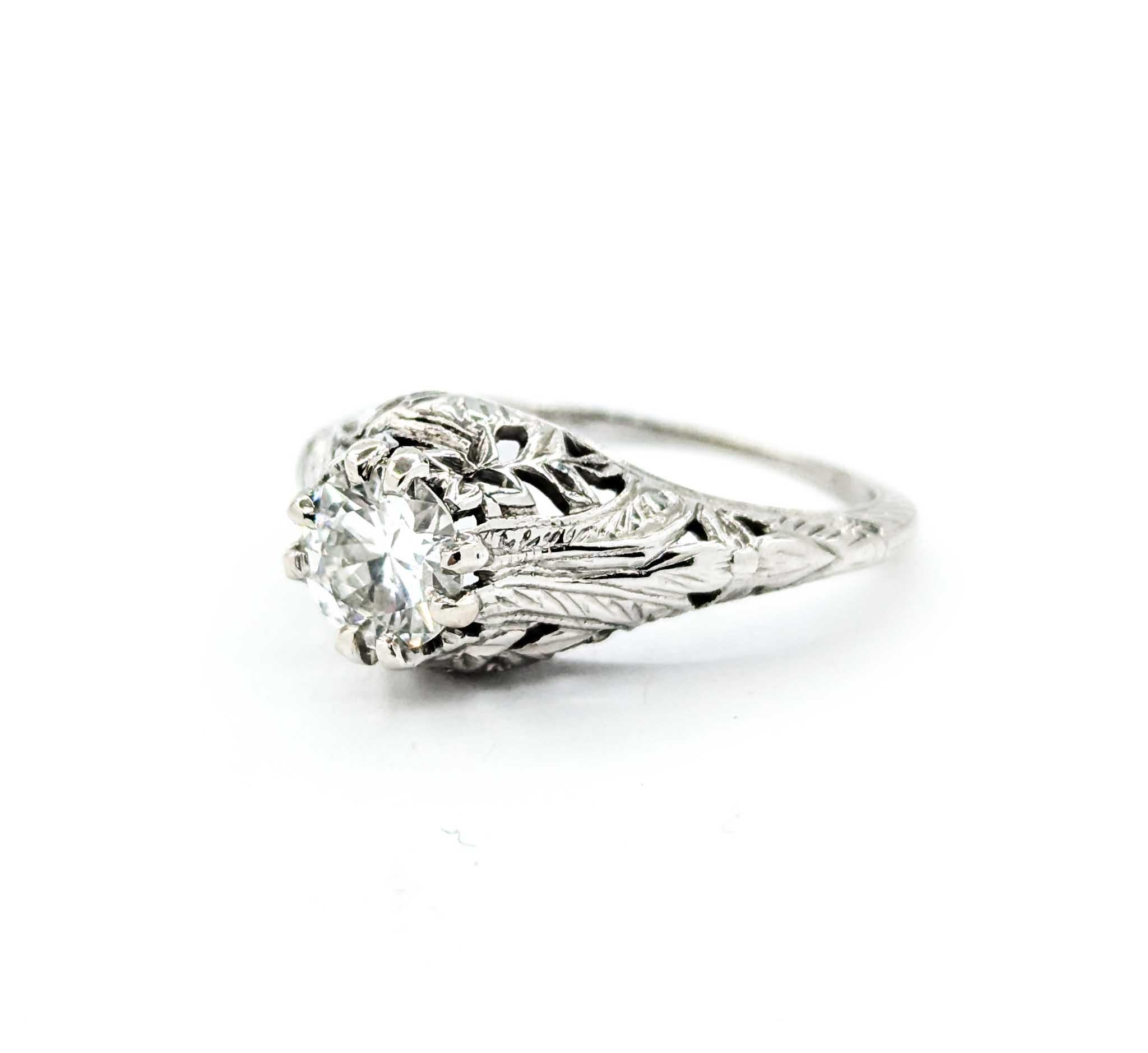Art Deco Old European Diamantring in 18k Weißgold im Angebot 4