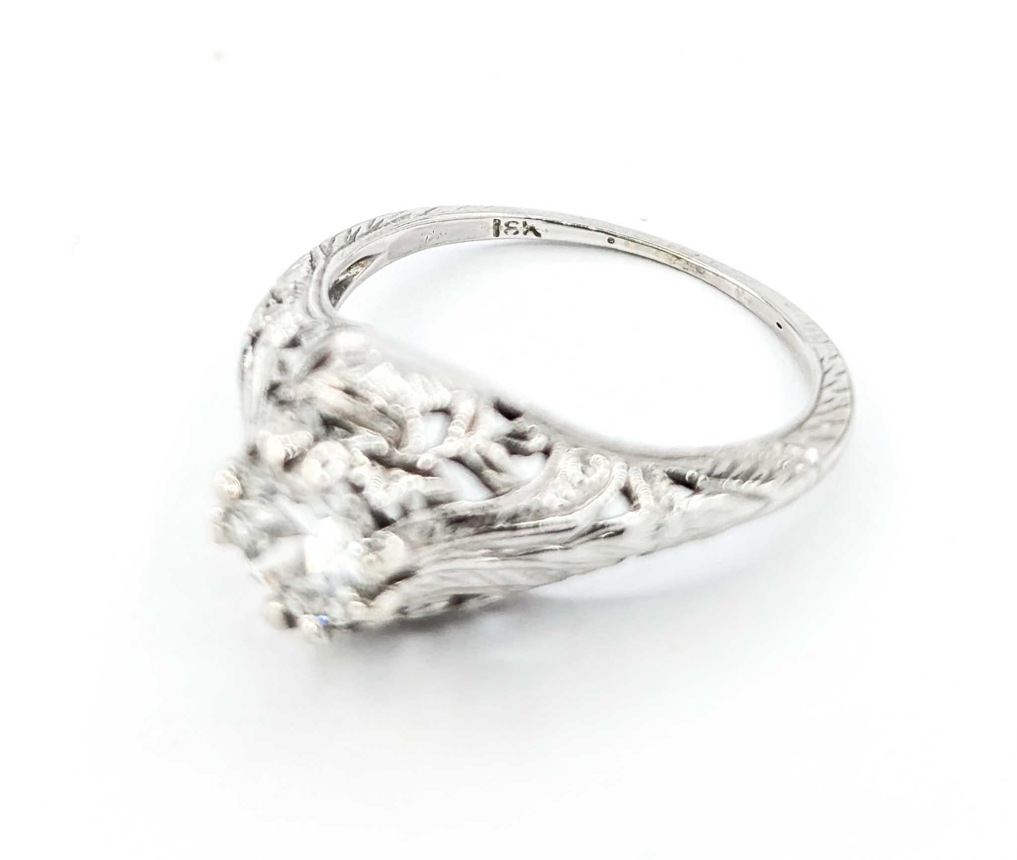 Art Deco Old European Diamantring in 18k Weißgold im Angebot 5
