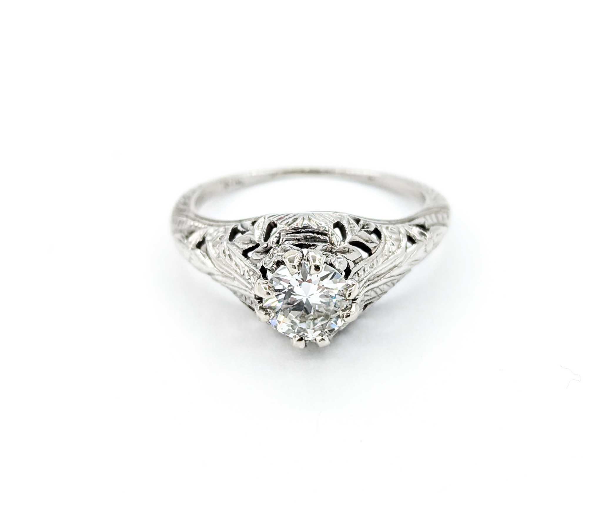 Art Deco Old European Diamantring in 18k Weißgold im Angebot 6