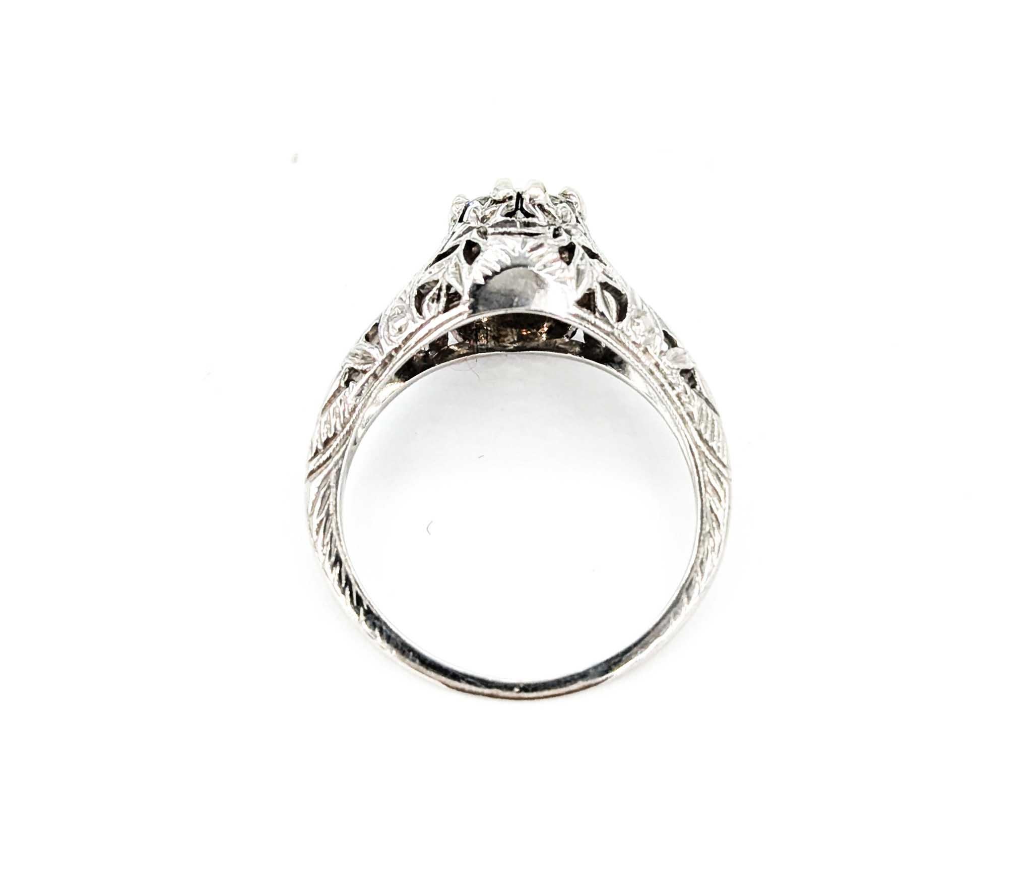 Art Deco Old European Diamantring in 18k Weißgold im Angebot 2