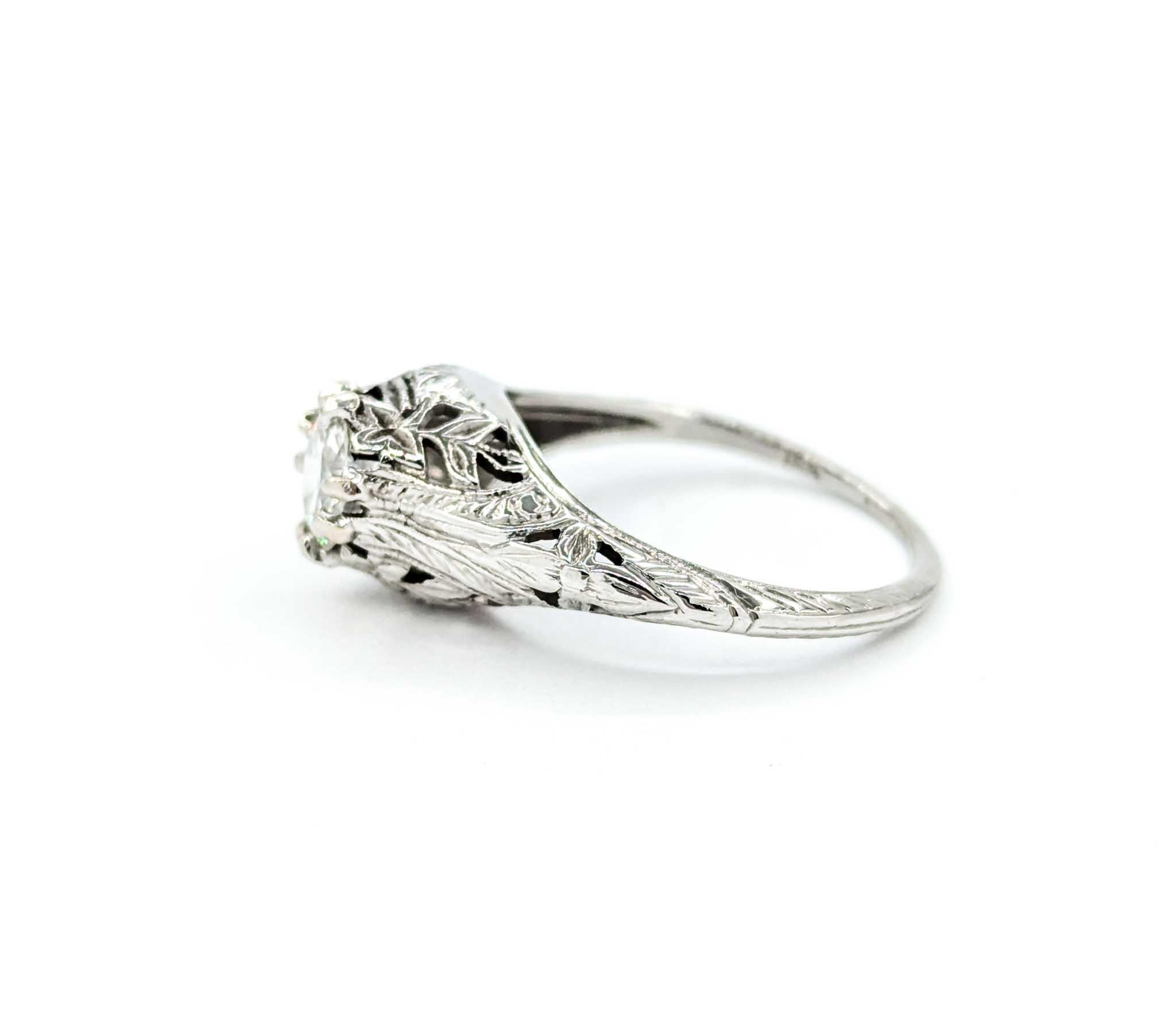 Art Deco Old European Diamantring in 18k Weißgold im Angebot 3