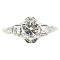 Art Deco Old European Diamond Ring in Platinum