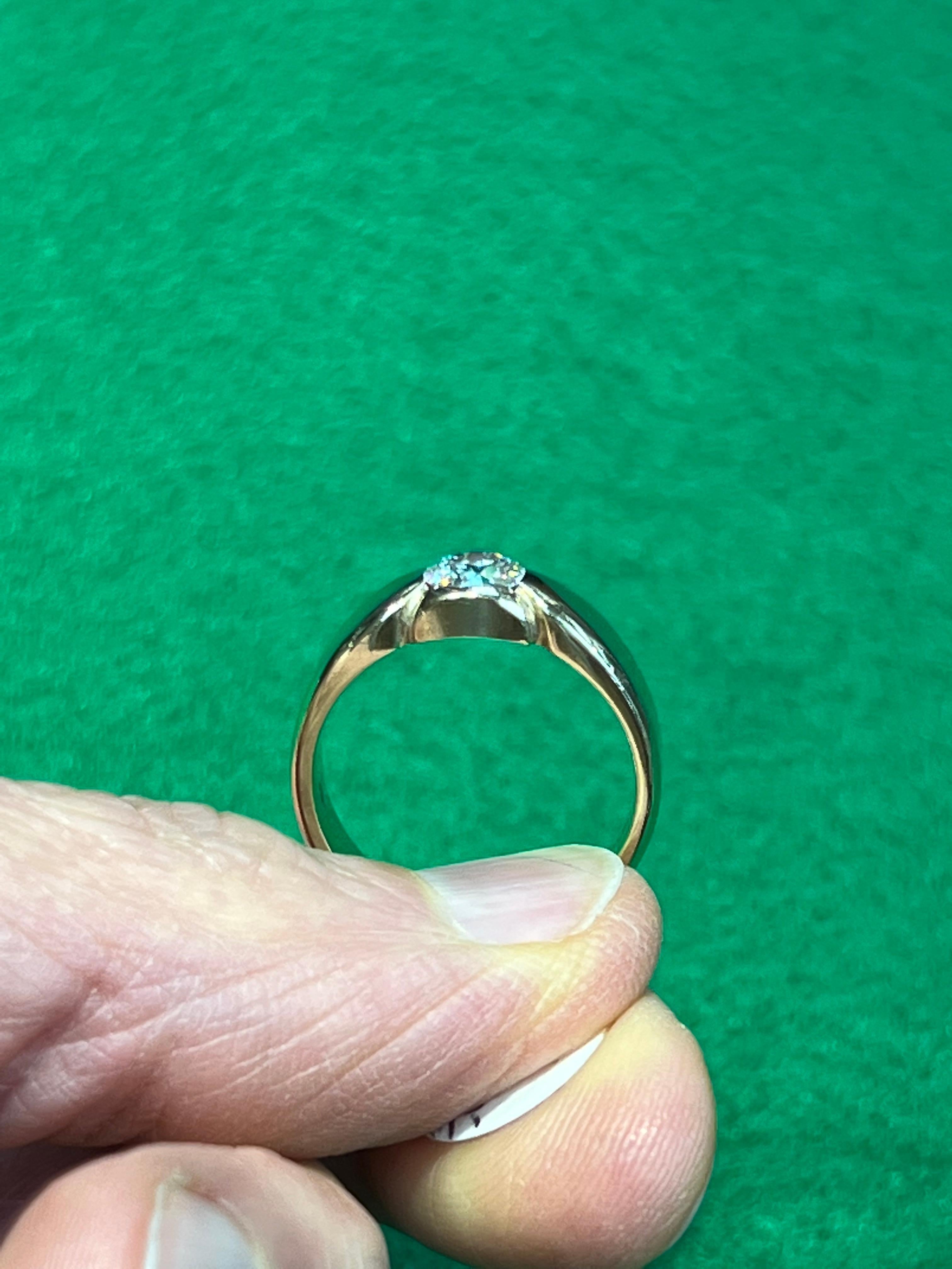 Art Deco Old European Diamond Yellow Gold Gentlemans Engagement Ring Size 9 en vente 2