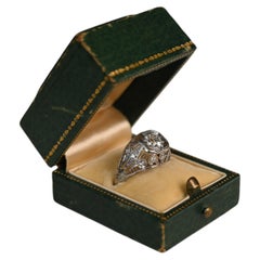 Antique 0.60ct Old European Cut Ring. Diamond Filigree Engagement Platinum I SI1