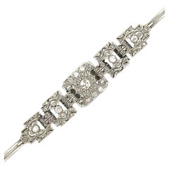 Art Deco Old European & Old Mine Cut Diamond Platinum Antique Estate Bracelet 