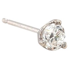 Orecchino a bottone Art Déco in stile europeo antico con un unico diamante, estratto, F-G VS, 0,25 ct, anni '30