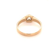 Art Deco Old Mine Cushion Cut Diamond Multicolor 18K Gold Ring