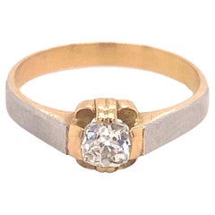 Art Deco Old Mine Cushion Cut Diamond Multicolor 18K Gold Ring