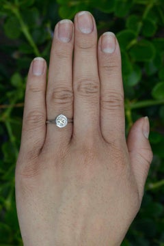 Art Deco 0.86ct Light Yellow Diamond Engraved Engagement Filigree Ring