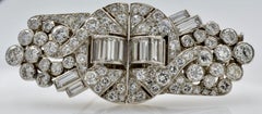 Art Deco Brooch Old Mine Cut Baguette Diamond Double Clip