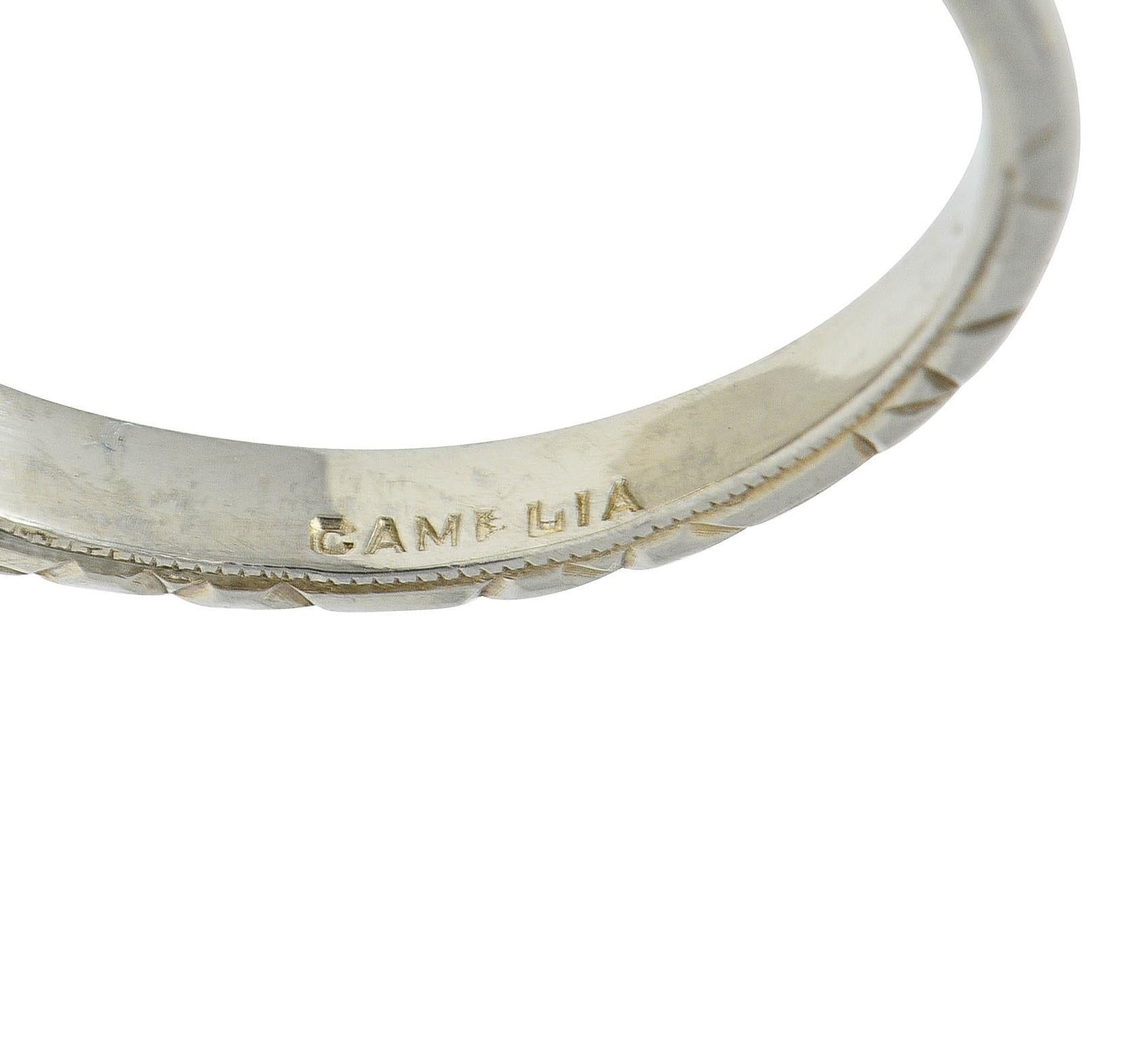 Art Deco Old Mine Cut Diamond 18K White Gold Vintage Blossom Engagement Ring For Sale 3