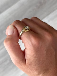 Art Deco Old Mine Cut Diamond and 15 Carat Gold Solitaire Band