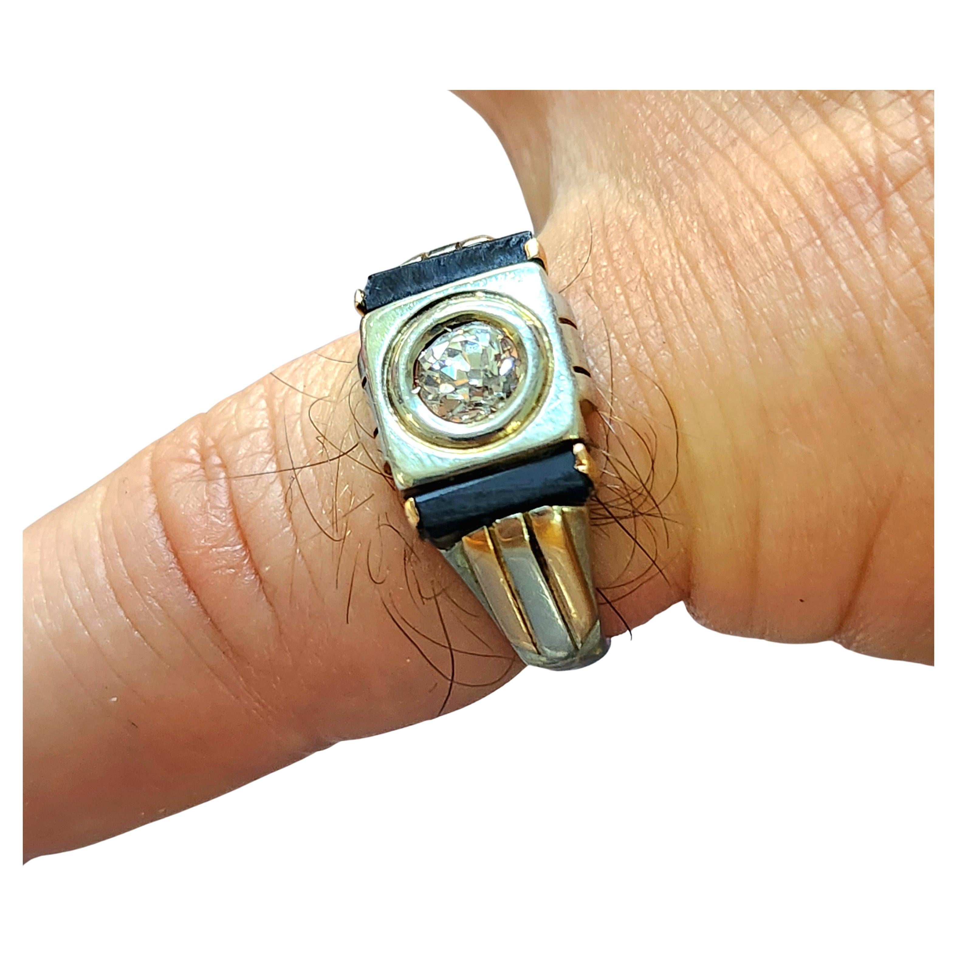 Art Deco 1920s Old Mine Cut Diamond Gold Ring For Sale 2