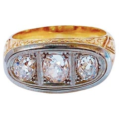 Art Deco Goldring mit Diamanten im alten Minenschliff