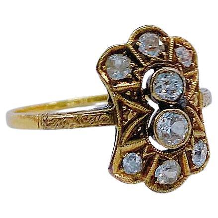 Art Deco Old Mine Cut Diamond Gold Ring