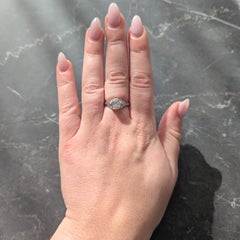 Art Deco Old Mine Cut Diamond Platinum Arching Scroll Antique Engagement Ring