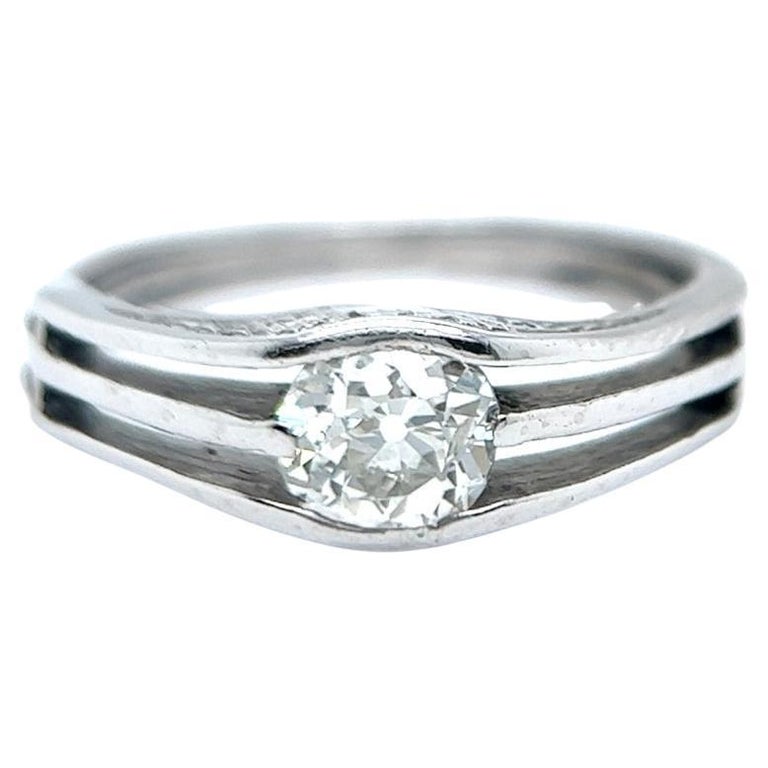 Boutons De Manchette En Or 14 Carats Et Platine Sertis De Diamants - Style Art Déco - Occasion - Pour Homme