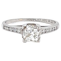 Bague de fiançailles Art déco en platine avec diamant taille vieille mine de 0,75 carat