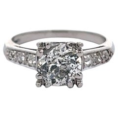 Art Deco Old Mine Cut Diamond Platinum Ring