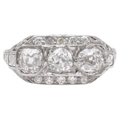 Art Deco Old Mine Cut Diamond Platinum Ring