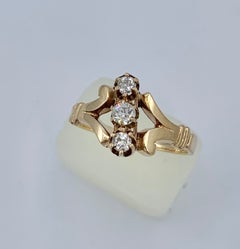 Art Deco Old Mine Cut Diamond Ring 14 Karat Gold Wedding Engagement Ring Antique