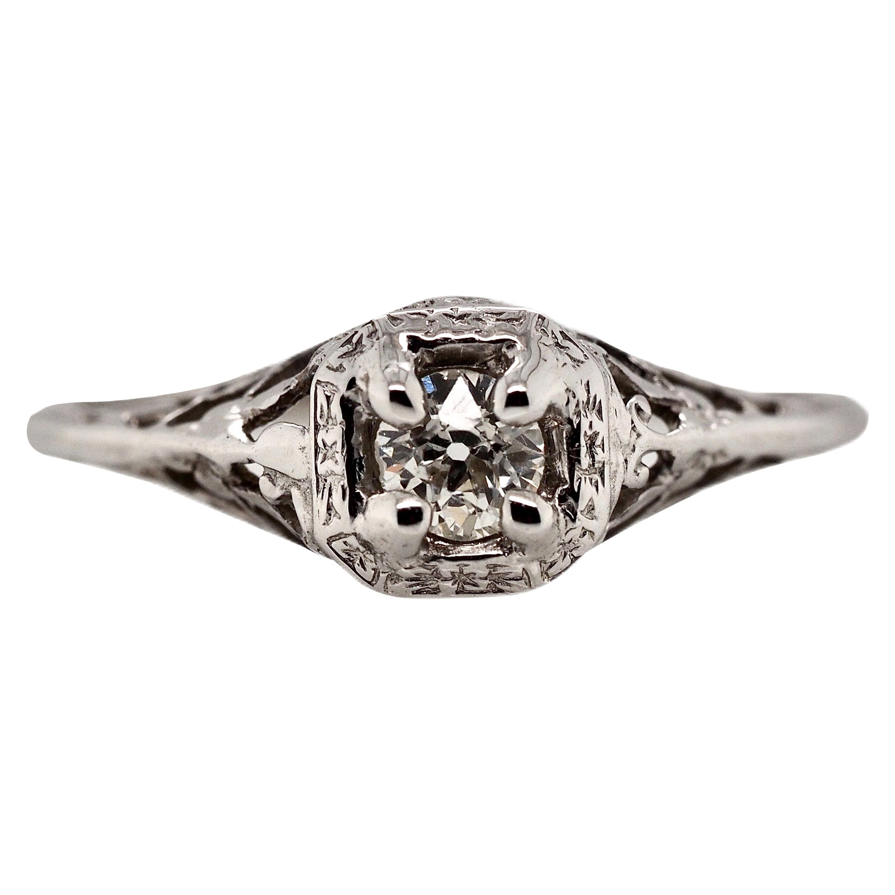 Art Deco Old Mine Cut Diamond Ring, circa 1920s