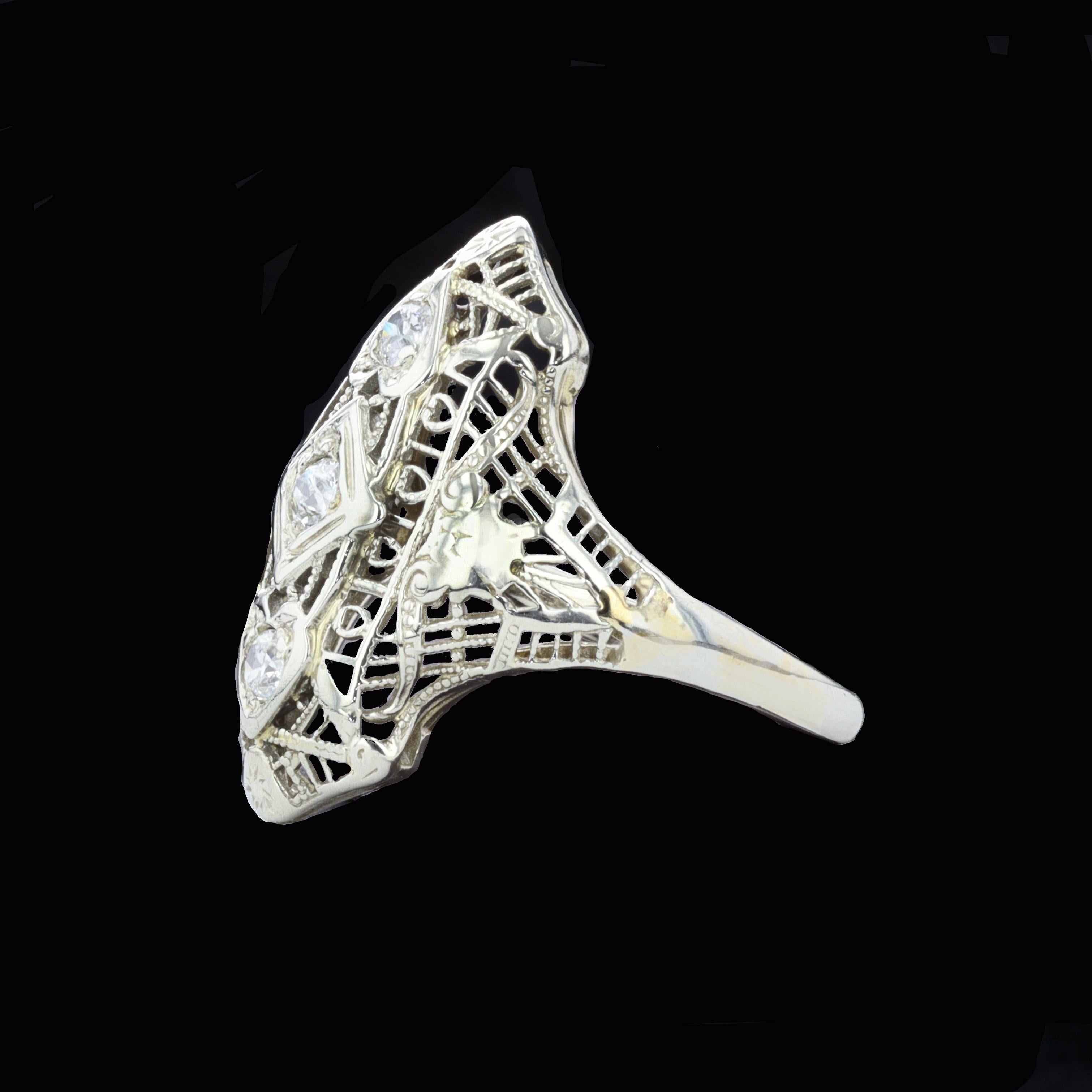 Women's Art Deco Old Mine Cut Diamond Ring