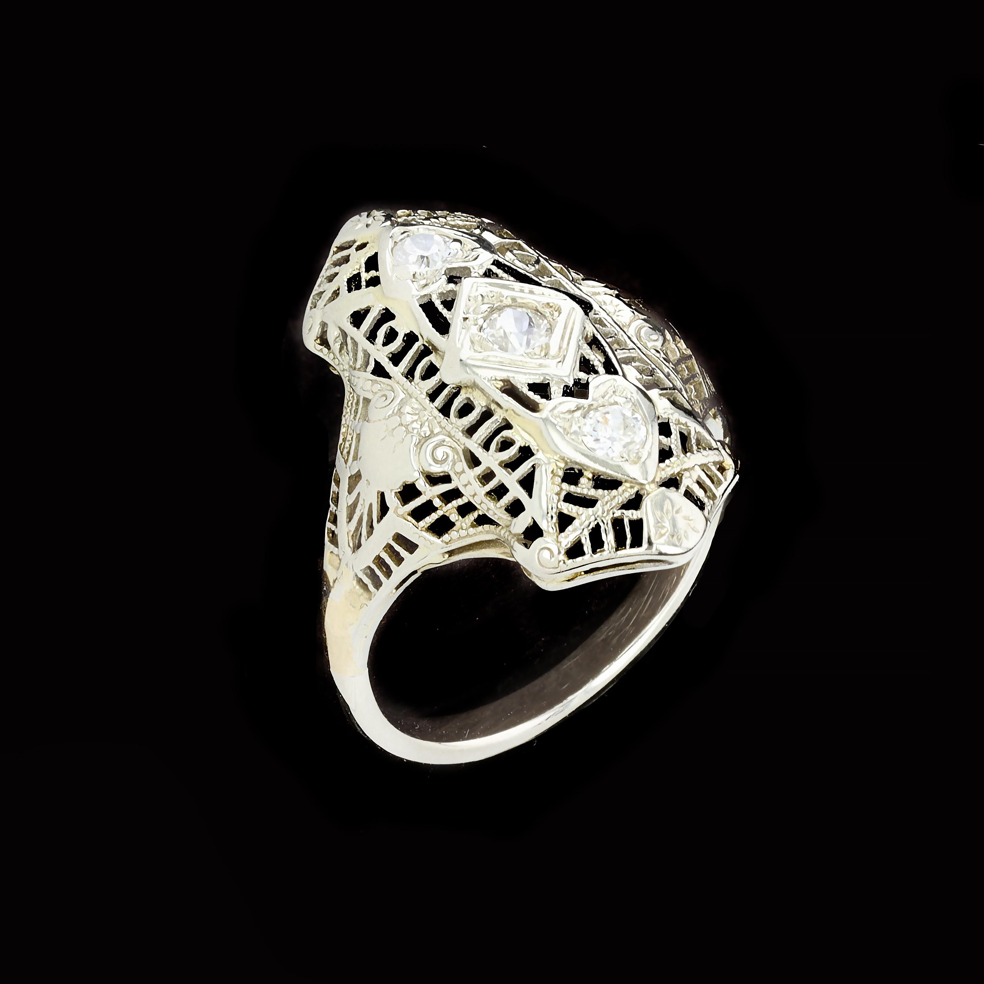 Art Deco Old Mine Cut Diamond Ring 1