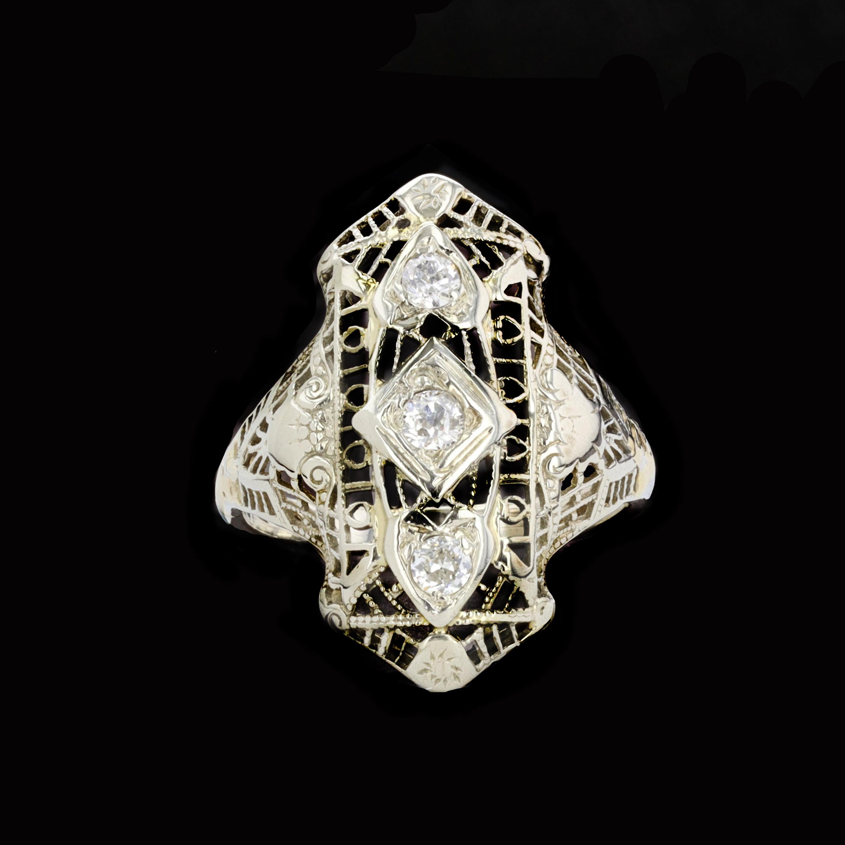 Art Deco Old Mine Cut Diamond Ring 2